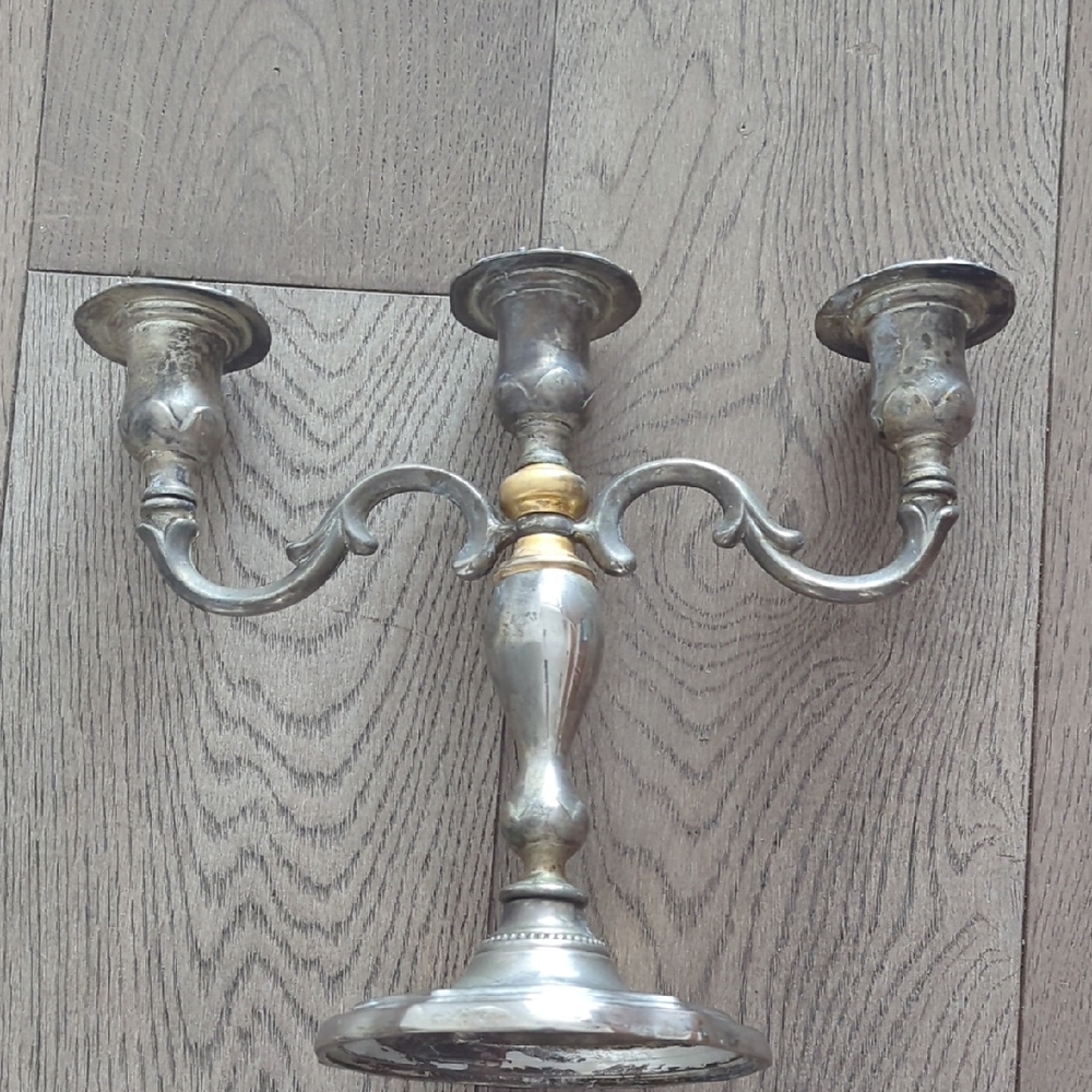 Antique 3-Arm Candelabra With Gold Plating